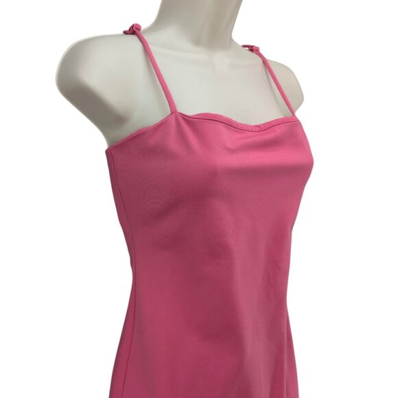 Lovers Friends Skylar Midi Dress Bubble Gum Pink Spaghetti Strap Slit Size S - Picture 3 of 14